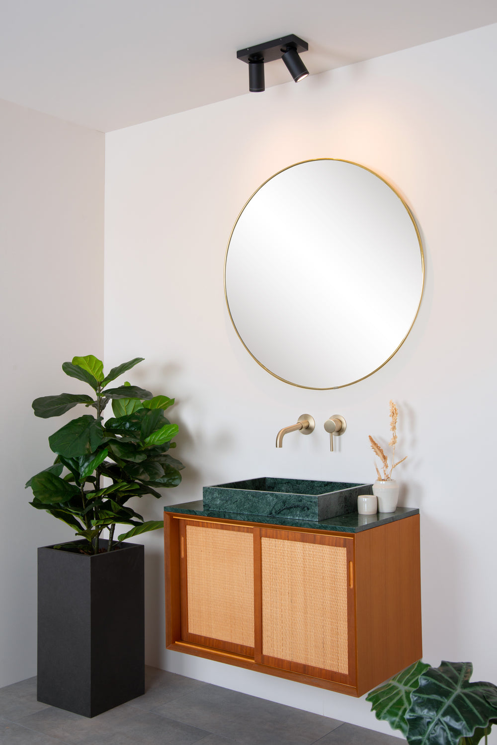 Spot LED plafond Lucide TAYLOR, 2x5W GU10 dim to warm 2200K-3000K, éclairage salle de bain IP44 Noir