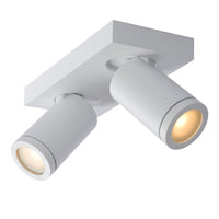 Lucide TAYLOR faretto da soffitto LED per bagno, 2x5W GU10, 2200K-3000K dim to warm, IP44 Bianco Sabbia