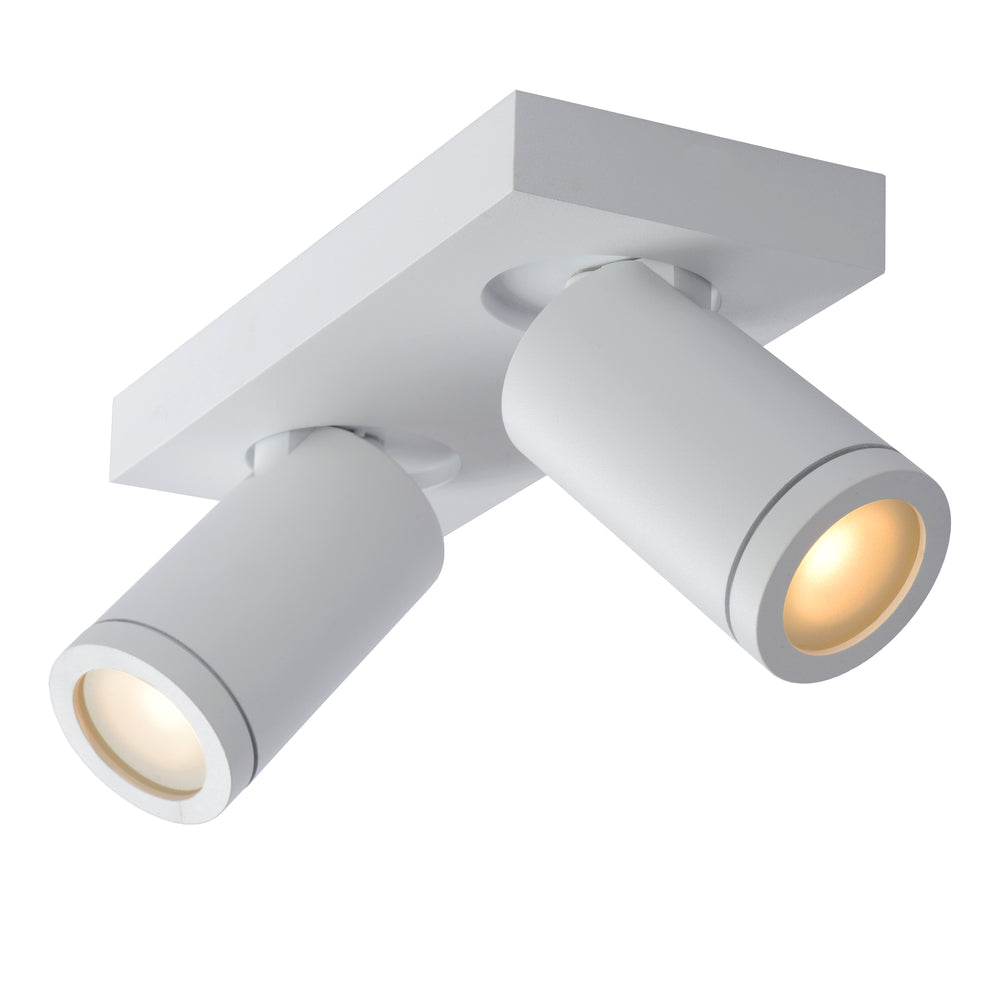 Lucide TAYLOR faretto da soffitto LED per bagno, 2x5W GU10, 2200K-3000K dim to warm, IP44 Bianco Sabbia