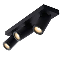 Lucide Taylor LED Deckenstrahler für Badezimmer, 3x5W GU10 dim to warm 2200K-3000K, IP44, Sand Schwarz