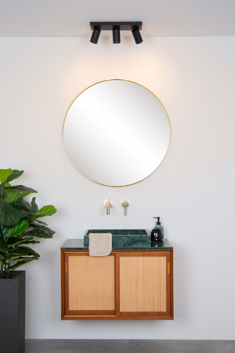 Lucide Taylor LED plafondspot voor badkamer, 3x5W GU10 dim to warm 2200K-3000K, IP44, Zandzwart