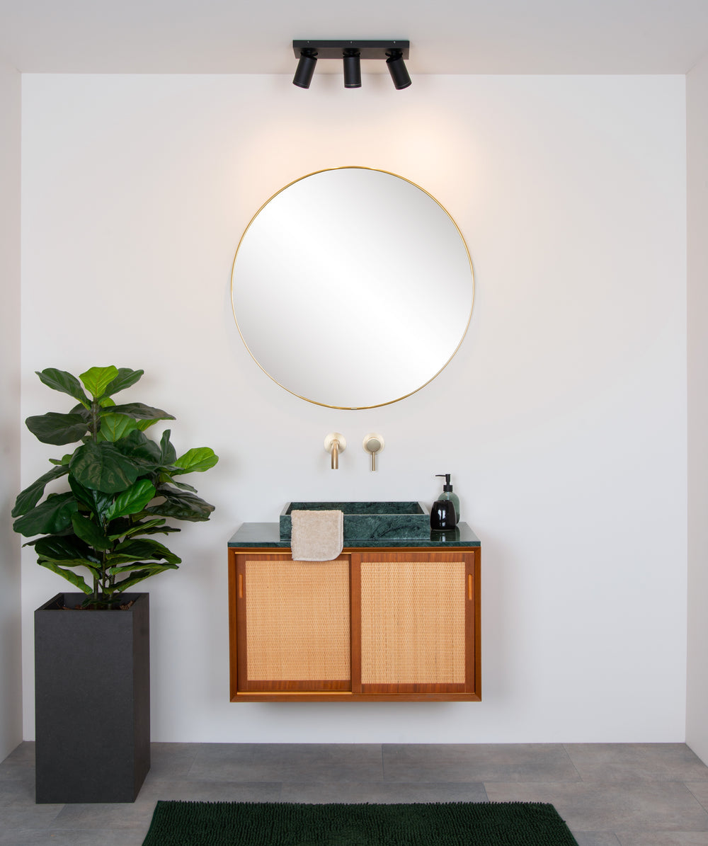 Lucide Taylor LED Deckenstrahler für Badezimmer, 3x5W GU10 dim to warm 2200K-3000K, IP44, Sand Schwarz