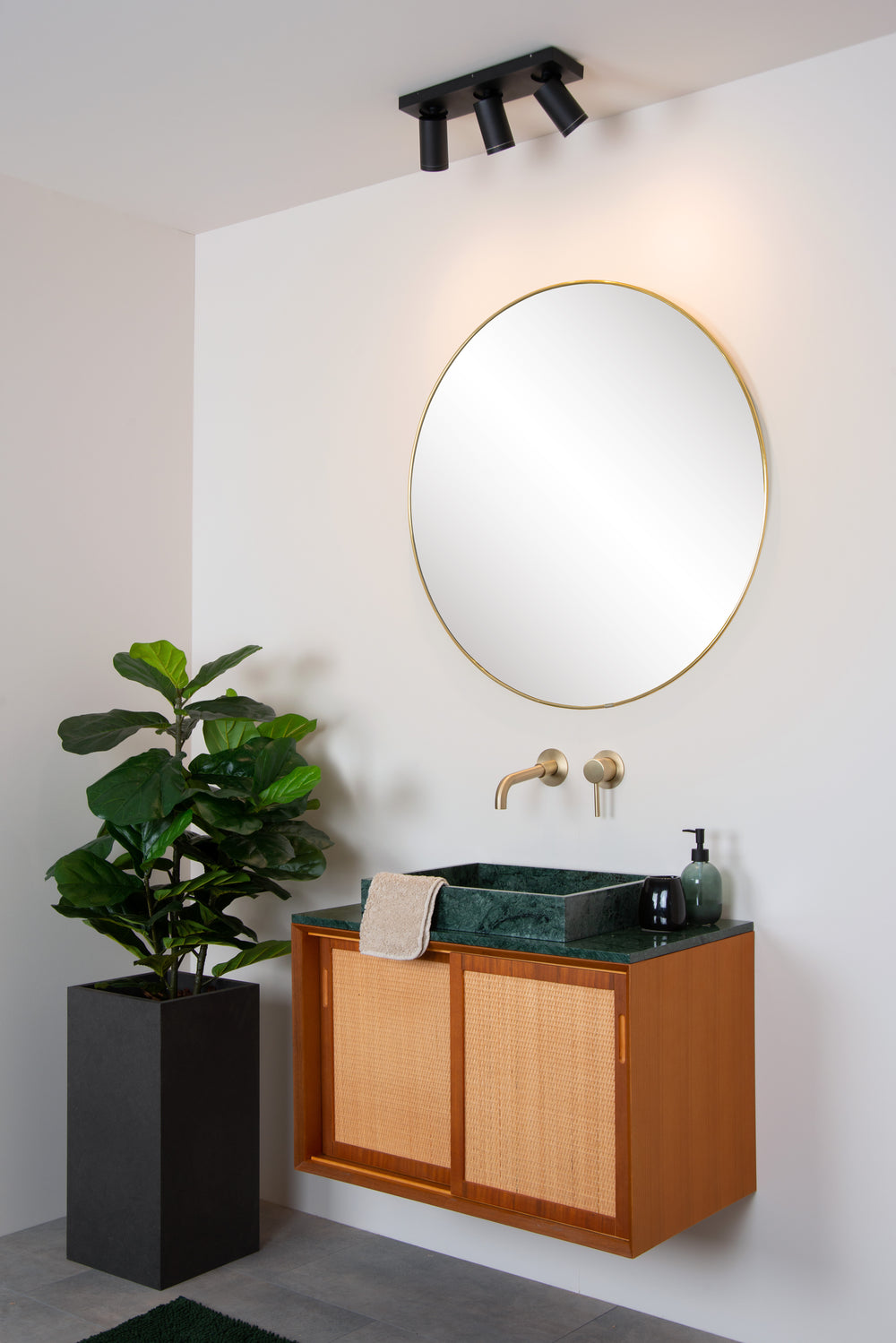 Lucide Taylor LED Deckenstrahler für Badezimmer, 3x5W GU10 dim to warm 2200K-3000K, IP44, Sand Schwarz