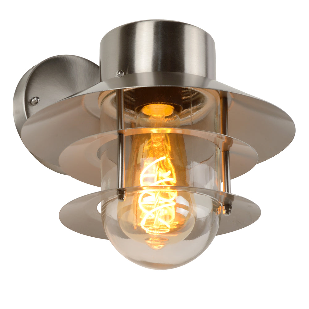 Lucide ZICO wandlamp roestvrij staal rond IP44 E27 klassiek binnen buiten 220-240V Ø218mm