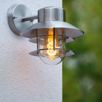 Lucide ZICO wandlamp roestvrij staal rond IP44 E27 klassiek binnen buiten 220-240V Ø218mm