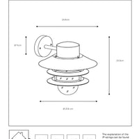Lucide ZICO wandlamp roestvrij staal rond IP44 E27 klassiek binnen buiten 220-240V Ø218mm