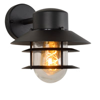 Lucide ZICO wandlamp Zwart, Buiten/Binnen, 1xE27 fitting, 60W max, IP44, Roestvrij staal/Aluminium behuizing