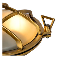 Aplique de pared Lucide Dudley interior exterior redondo 220mm E27 40W IP65 latón dorado mate estilo retro