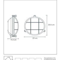 Aplique de pared Lucide Dudley interior exterior redondo 220mm E27 40W IP65 latón dorado mate estilo retro