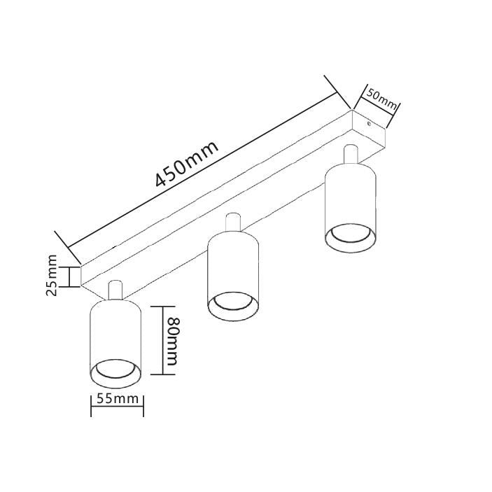 LED plafondspot MADARA - 3x GU10 aansluiting - Mat wit