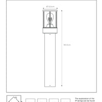 Lucide LORI utomhus LED stolplampa med E27, IP44, dag natt-sensor, 220-240V, 800mm Antracit