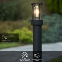 Lucide LORI utomhus LED stolplampa med E27, IP44, dag natt-sensor, 220-240V, 800mm Antracit