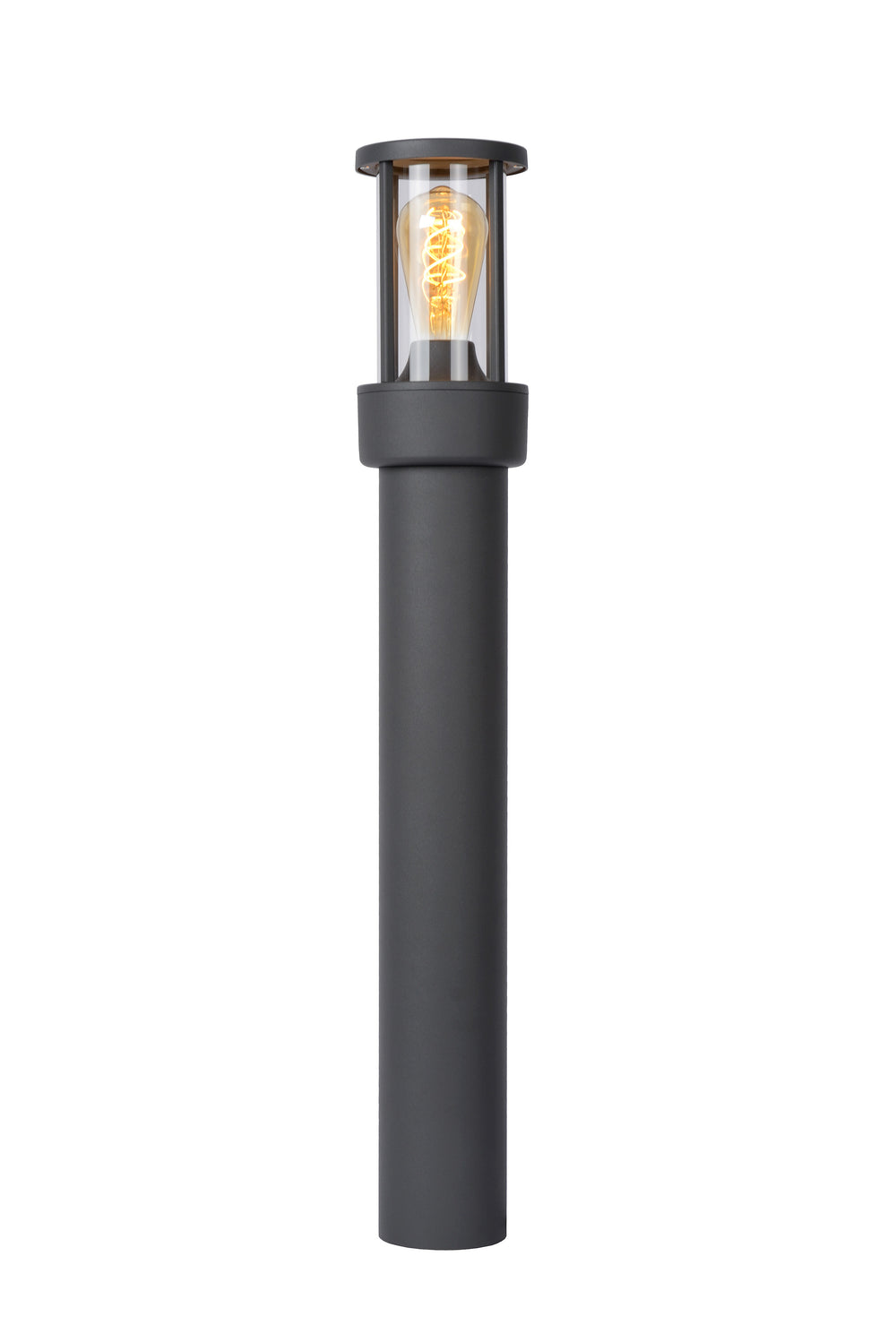 Lucide LORI utomhus LED stolplampa med E27, IP44, dag natt-sensor, 220-240V, 800mm Antracit