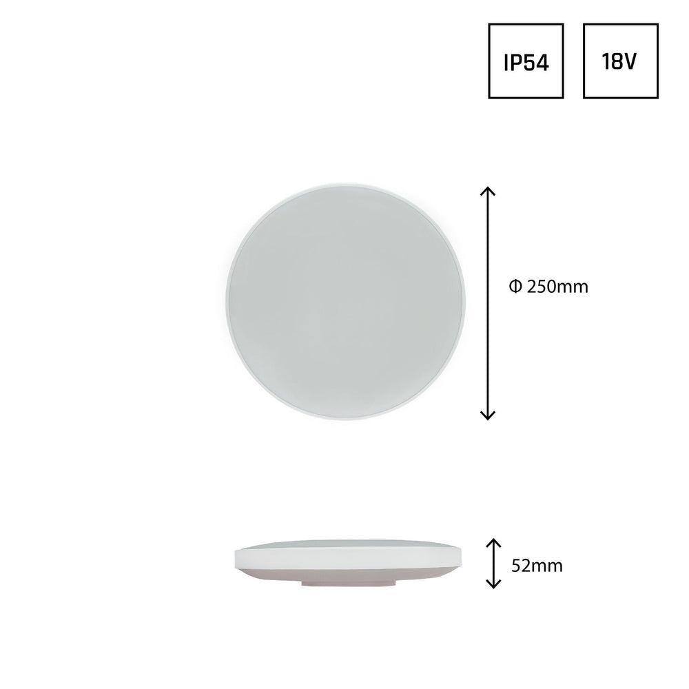 Plafoniera LED Spectrum Nymphea IP54 18W 2050 lumen con sensore di movimento e programmazione, colore della luce opzionale