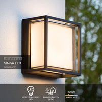 Aplique de pared LED Lucide SINGA interior exterior 10W 3000K IP54 Aluminio fundido negro diseño moderno