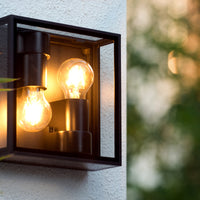 Lucide DUKAN LED taklampa Svart, 2xE27, IP65, gjuten aluminium, 220x220mm inomhus utomhus