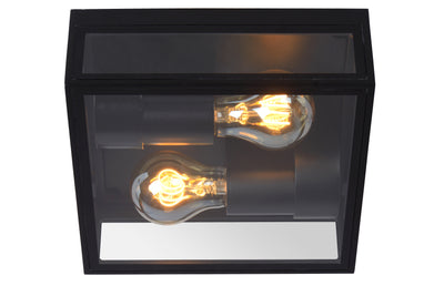 Lucide DUKAN LED plafondlamp Zwart, 2xE27, IP65, gegoten aluminium, 220x220mm binnen buiten