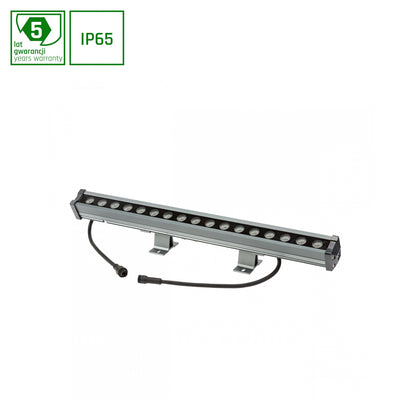 Spectrum LED Wallwasher 18W 3000K 1000 lumens IP65 Aluminium Gris 50cm Montage Plafond Gradable