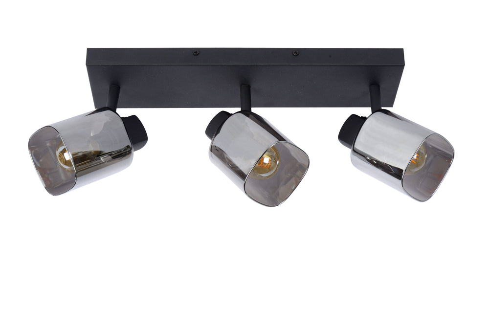 Spot plafonnier Lucide ALION 3xE14 Noir, luminaire rétro en métal orientable pour intérieur, IP20, dimmable 230V