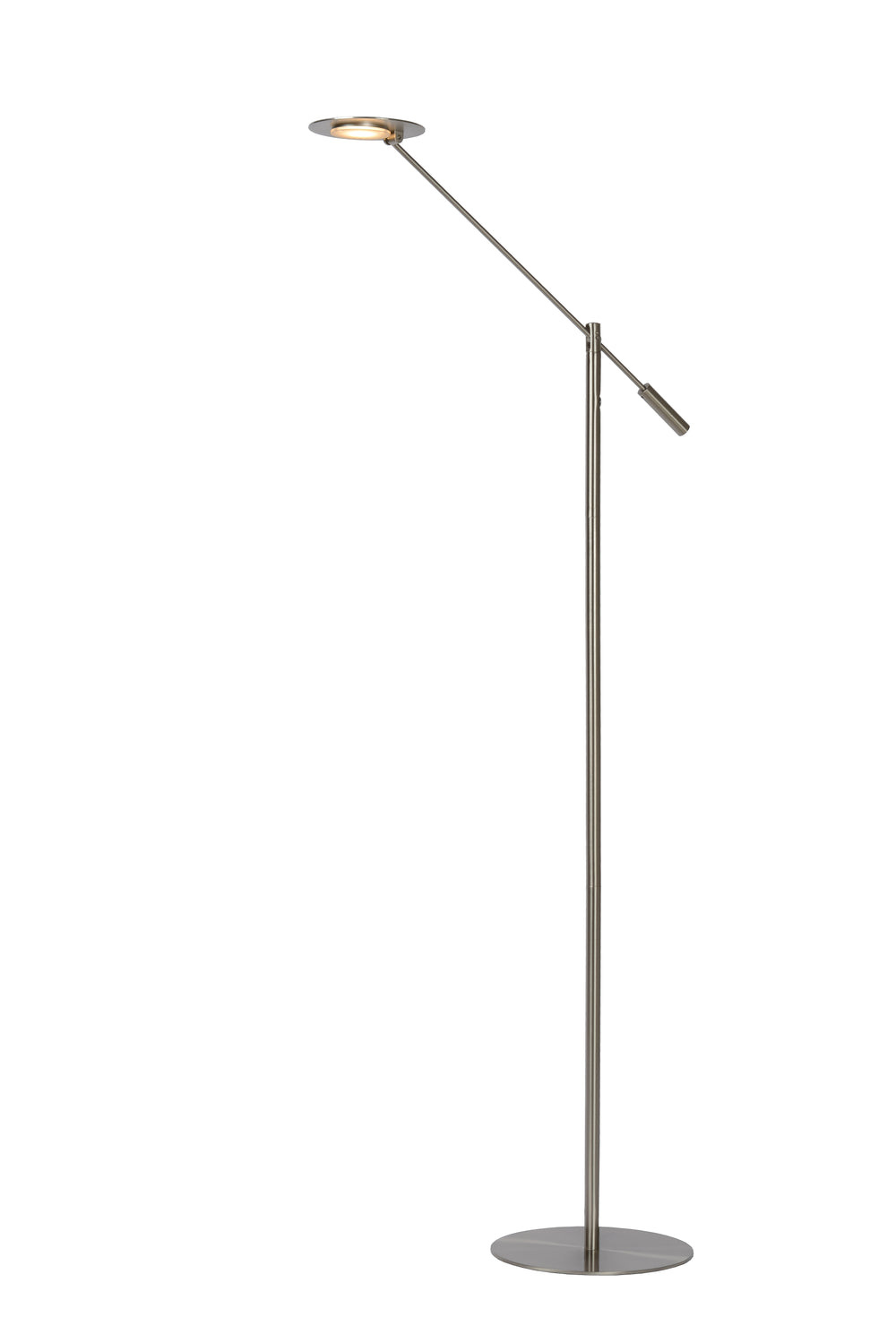 Lucide ANSELMO lampada da terra LED da lettura, dimmerabile 9W 3000K, 100-240V, IP20, metallo, finitura nichel satinato