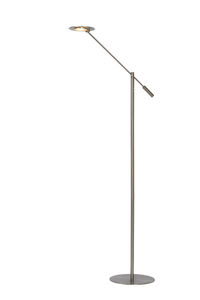 Lampe de lecture sur pied LED Lucide ANSELMO, gradable 9W 3000K, 100-240V, IP20, métal, finition nickel satiné