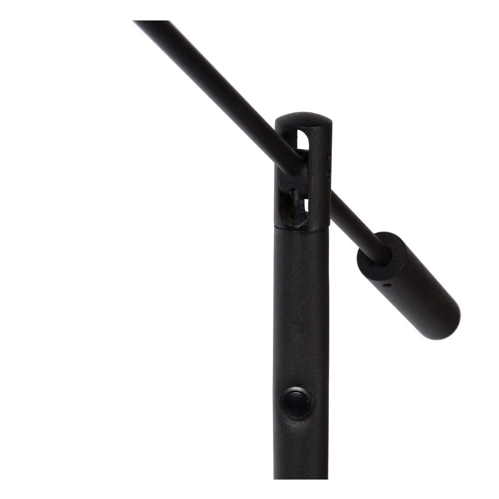 Lucide ANSELMO LED läslampa golvlampa, 9W 3000K dimbar, 1400mm höjd, Sandig Matt Svart, Metall, IP20