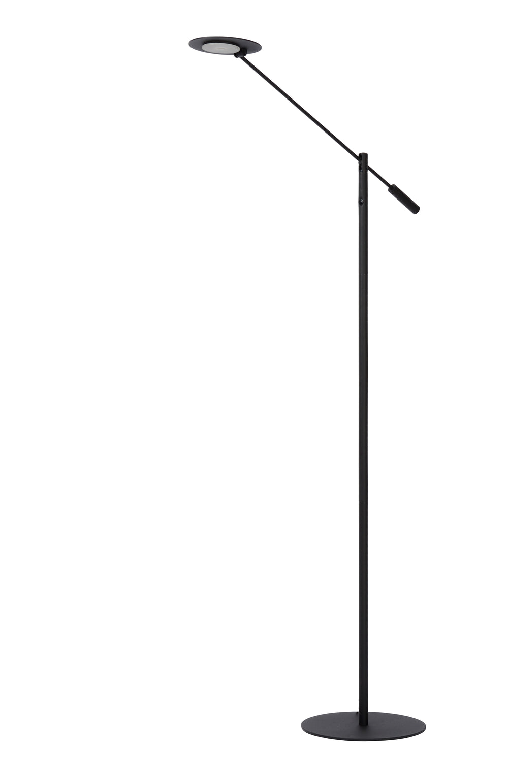 Lucide ANSELMO LED läslampa golvlampa, 9W 3000K dimbar, 1400mm höjd, Sandig Matt Svart, Metall, IP20