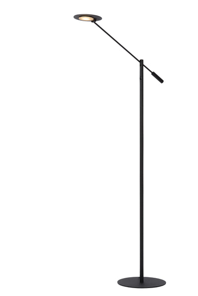 Lucide ANSELMO lampadaire de lecture LED, 9W 3000K dimmable, hauteur 1400mm, Noir Sablé Mat, Métal, IP20