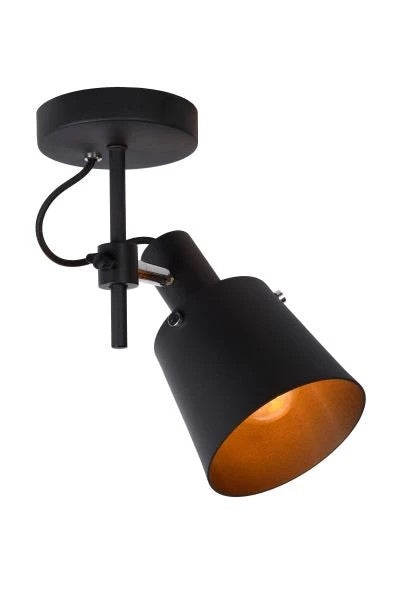 Lucide QUINNY faretto da soffitto nero, 1xE27, 40W max, IP20 corpo in acciaio, orientabile e inclinabile