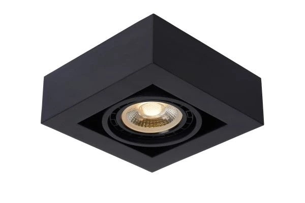 Lucide ZEFIX LED plafondspot, dim to warm, GU10 12W 2200K-3000K, verstelbaar, vierkant, Zwart, IP20