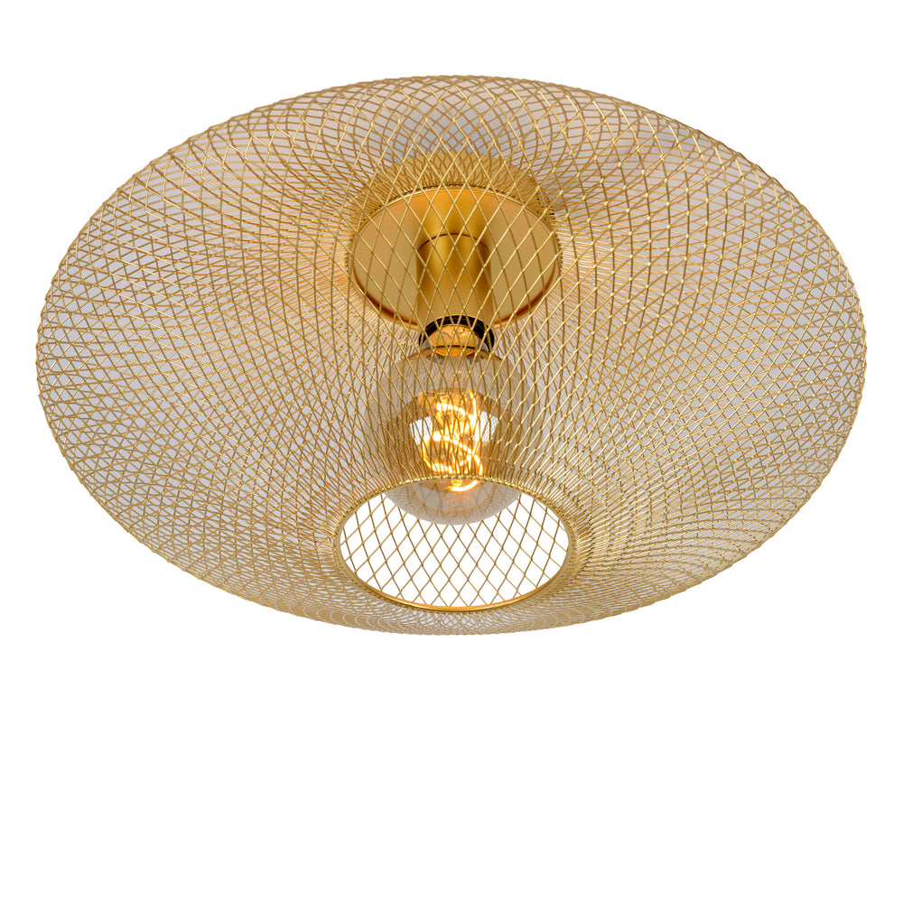 Plafonnier Lucide MESH, 1xE27, 40W max, IP20, métal Sandy Gold, 450x450x240mm design moderne