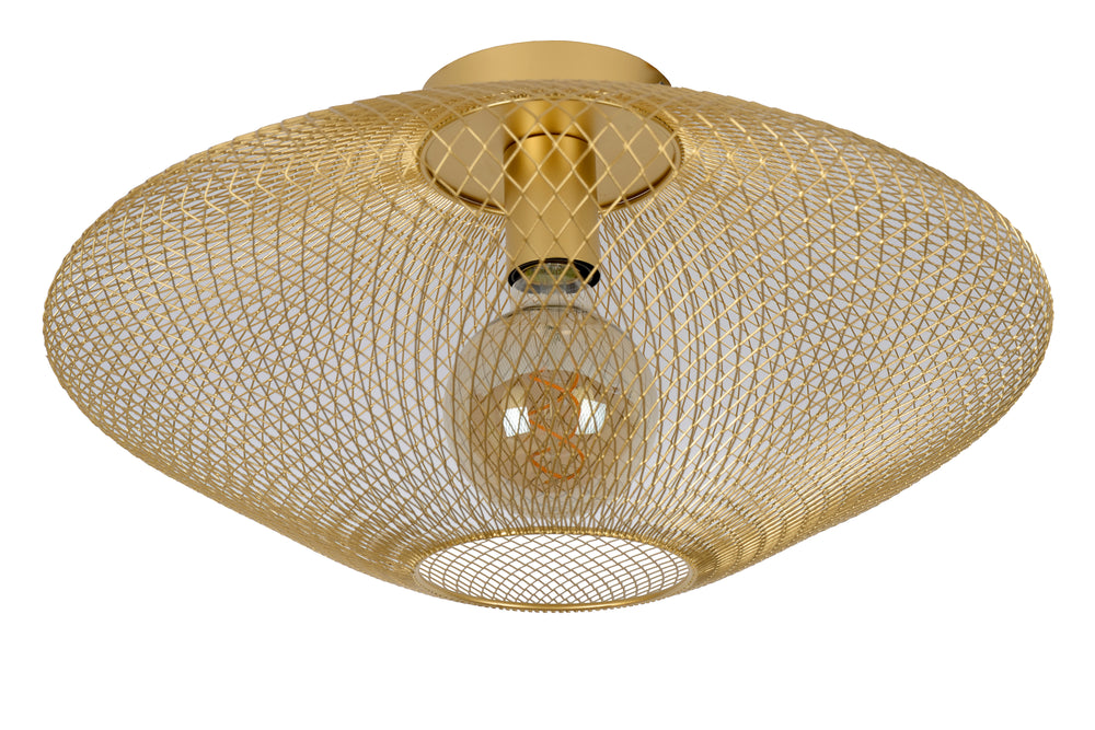 Plafonnier Lucide MESH, 1xE27, 40W max, IP20, métal Sandy Gold, 450x450x240mm design moderne