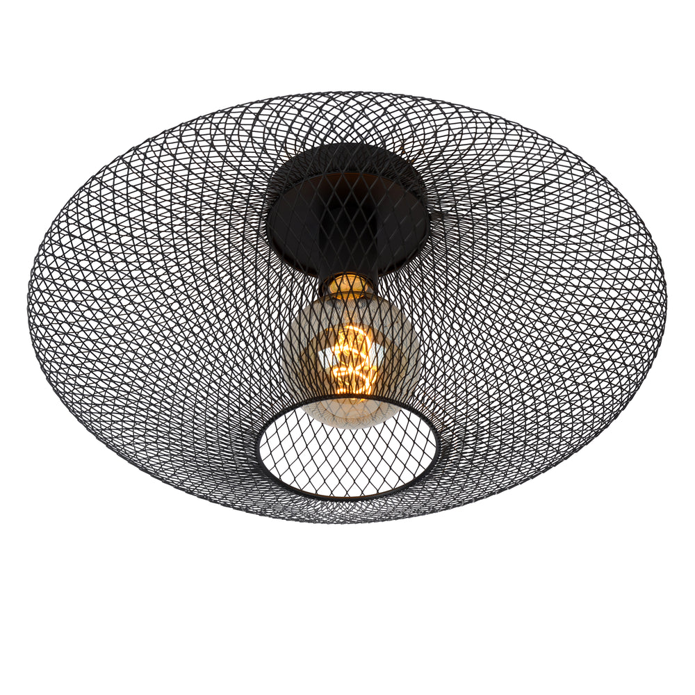 Lucide MESH taklampa Ø45cm, E27-sockel, 220-240V, max 40W, metall matt svart, IP20 modern design