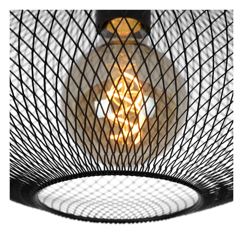 Lucide MESH taklampa Ø45cm, E27-sockel, 220-240V, max 40W, metall matt svart, IP20 modern design