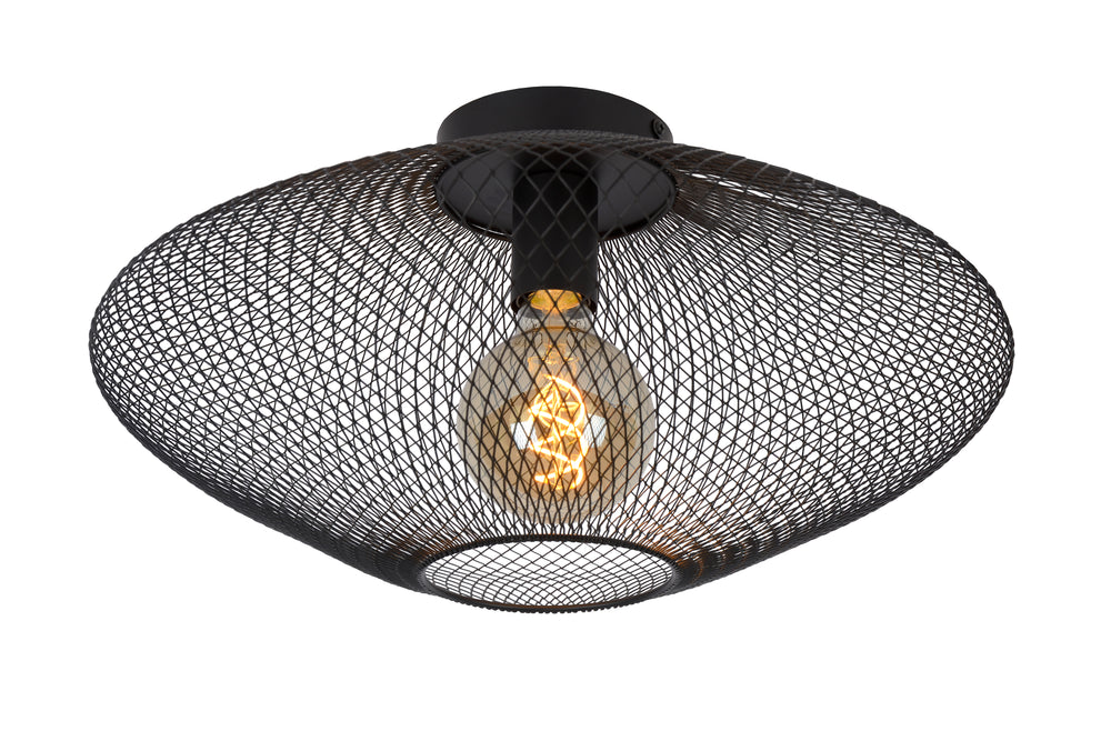 Lucide MESH taklampa Ø45cm, E27-sockel, 220-240V, max 40W, metall matt svart, IP20 modern design