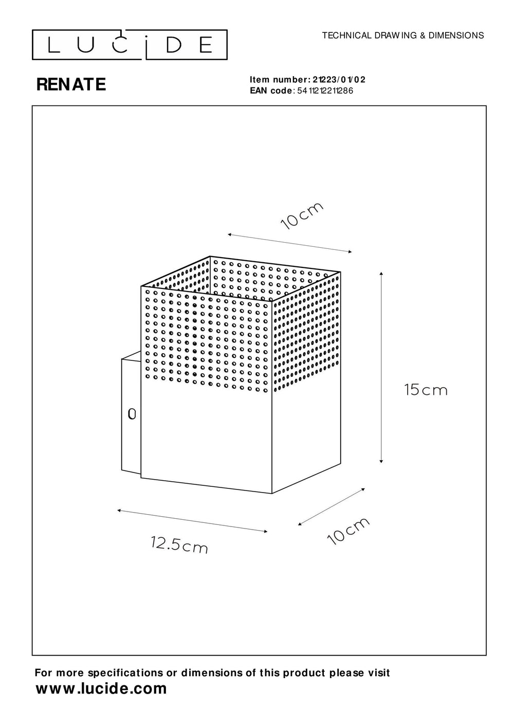 Applique murale Lucide RENATE, 1x douille E27, 40W max, métal, noir mat et or, 220-240V, IP20