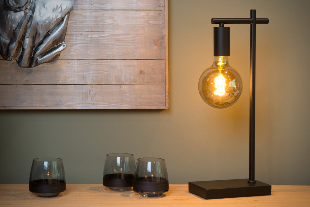 Lucide LEANNE tafellamp, E27 fitting, 40W max, 220-240V, IP20, modern mat Zwart metaal, 52cm hoogte