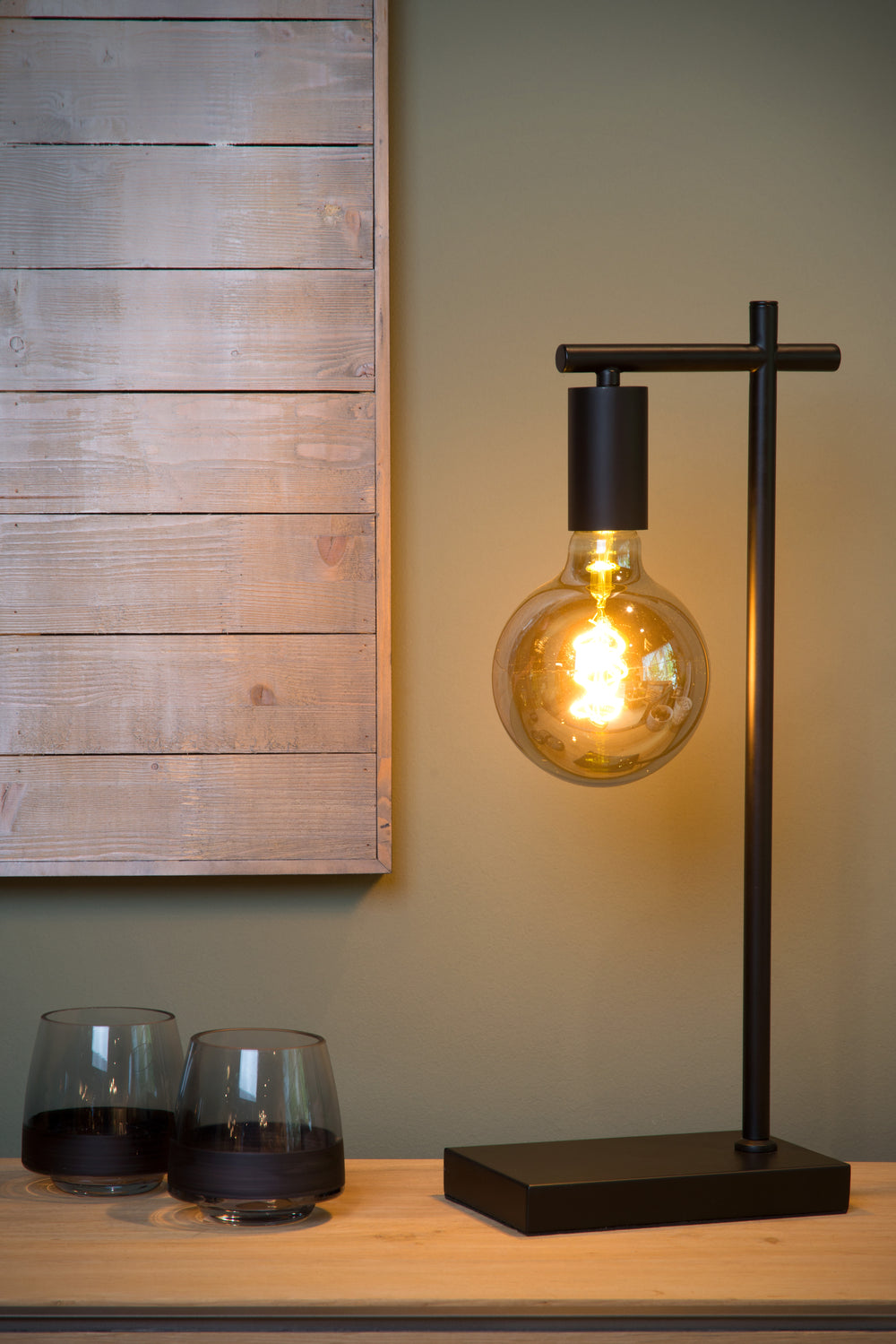 Lucide LEANNE tafellamp, E27 fitting, 40W max, 220-240V, IP20, modern mat Zwart metaal, 52cm hoogte