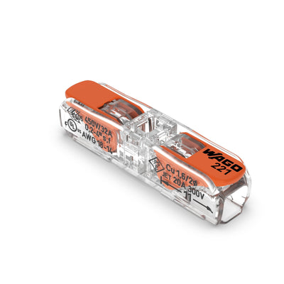 Wago borne de paso 2-vías 4mm² 221-2411 - 60 unidades, IP20, CE, RoHS, 220-240V AC, diseño compacto