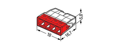 Wago conector de empalme 4-vías 0,5-2,5 mm² con IP20 para instalaciones casi herméticas - set de 100 piezas, certificación CE & RoHS