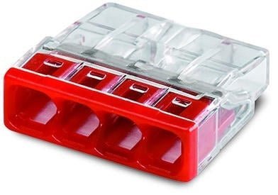Wago conector de empalme 4-vías 0,5-2,5 mm² con IP20 para instalaciones casi herméticas - set de 100 piezas, certificación CE & RoHS