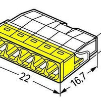 Morsetto di giunzione 5 vie WAGO 2273-205 per fili da 0,5-2,5 mm², IP20, certificato CE & RoHS, confezione da 100 pezzi