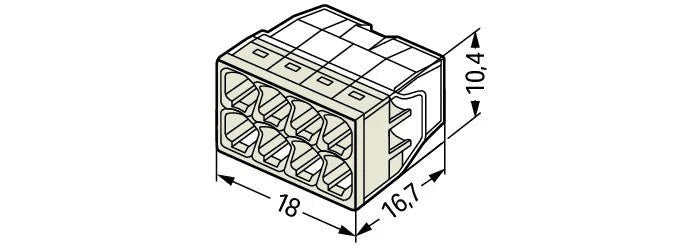 WAGO kopplingsklämma 8-polig för 0,5-2,5 mm² ledningar, IP20 skydd, CE-certifierad, idealisk för kompakta utrymmen