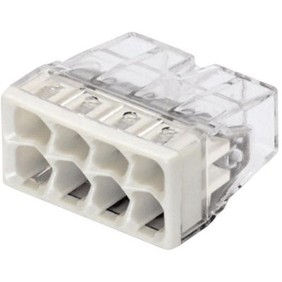 Conector de empalme WAGO de 8 vías para cables de 0,5-2,5 mm², protección IP20, certificado CE, ideal para espacios compactos