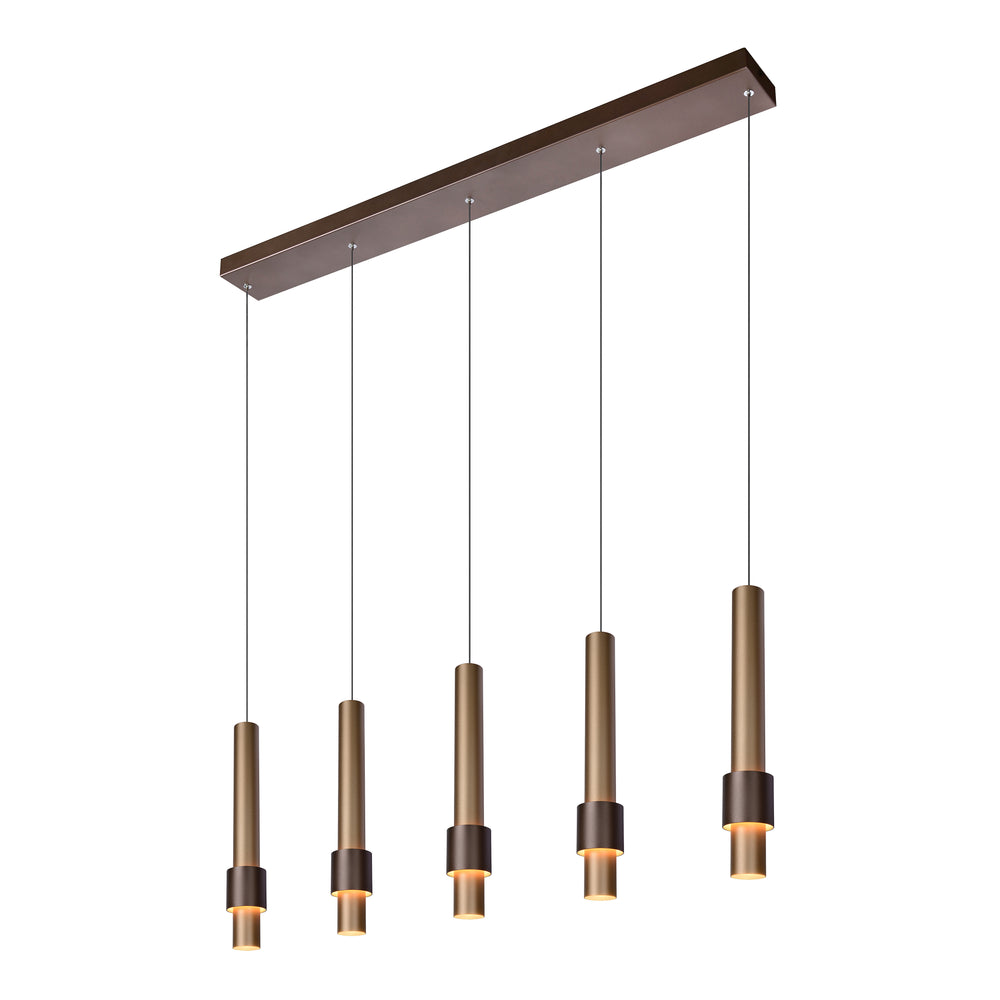 Lucide MARGARY Suspension LED, dimmable 5x4.2W 2700K 230V, aluminium finition café, hauteur réglable moderne