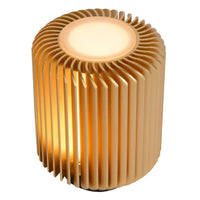 Lucide TURBIN LED tafellamp 5W 3000K Satijn Goud modern metalen cilindervormig design met schakelaar in snoer IP20