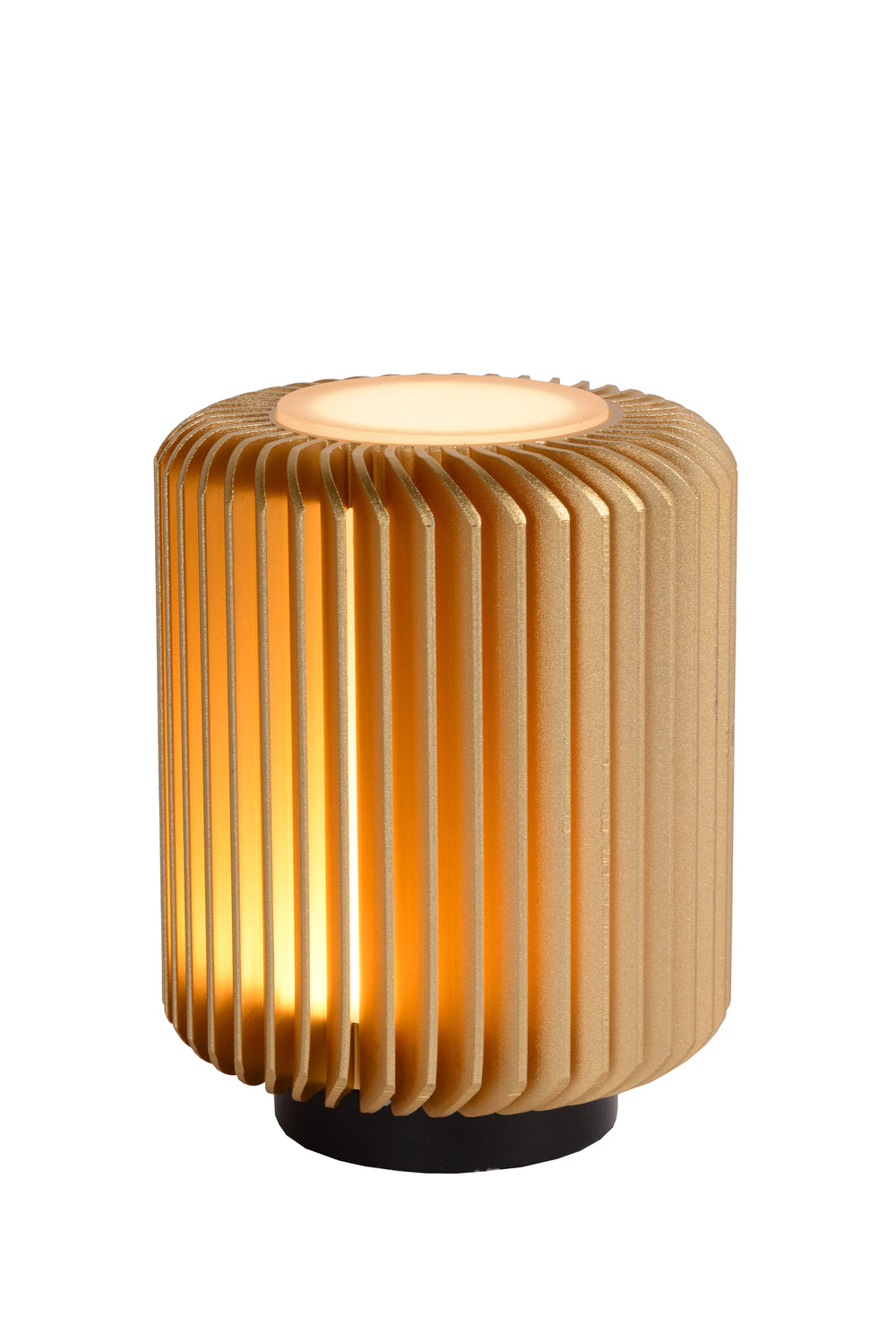 Lucide TURBIN LED-Tischlampe 5W 3000K Satin Gold modernes Zylindermetalldesign mit Schnurschalter IP20