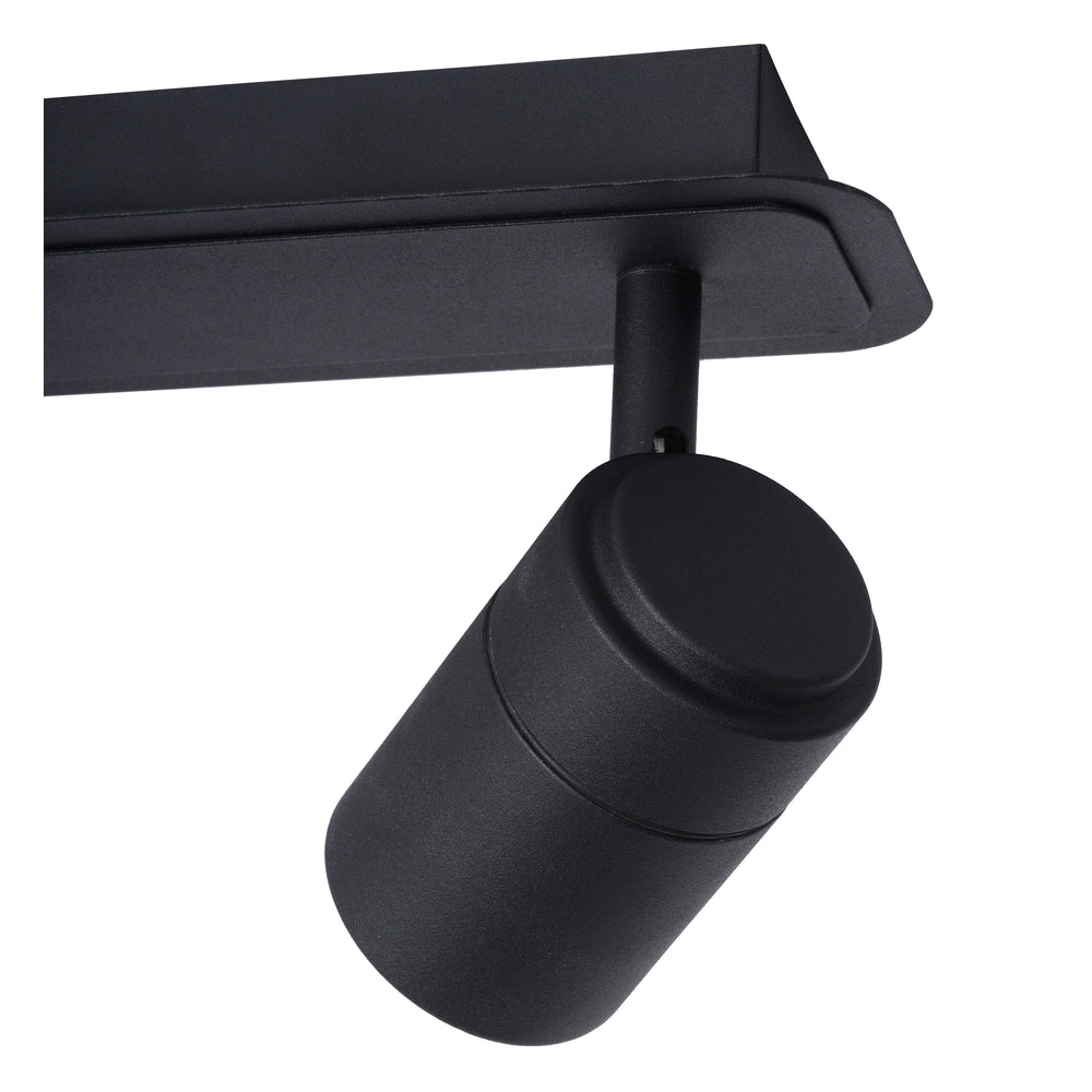 Lucide LENNERT spot LED de plafond de salle de bain, 2x5W GU10 dimmable, 3000K, IP44, Noir Sable Mat