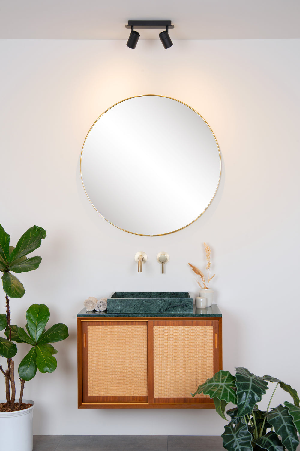 Lucide LENNERT spot LED de plafond de salle de bain, 2x5W GU10 dimmable, 3000K, IP44, Noir Sable Mat