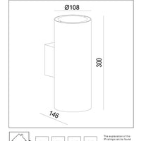 Lucide VOLANTIS Sort udendørs væglampe, 2xE27, IP54, uplight & downlight, moderne aluminiums-cylinder